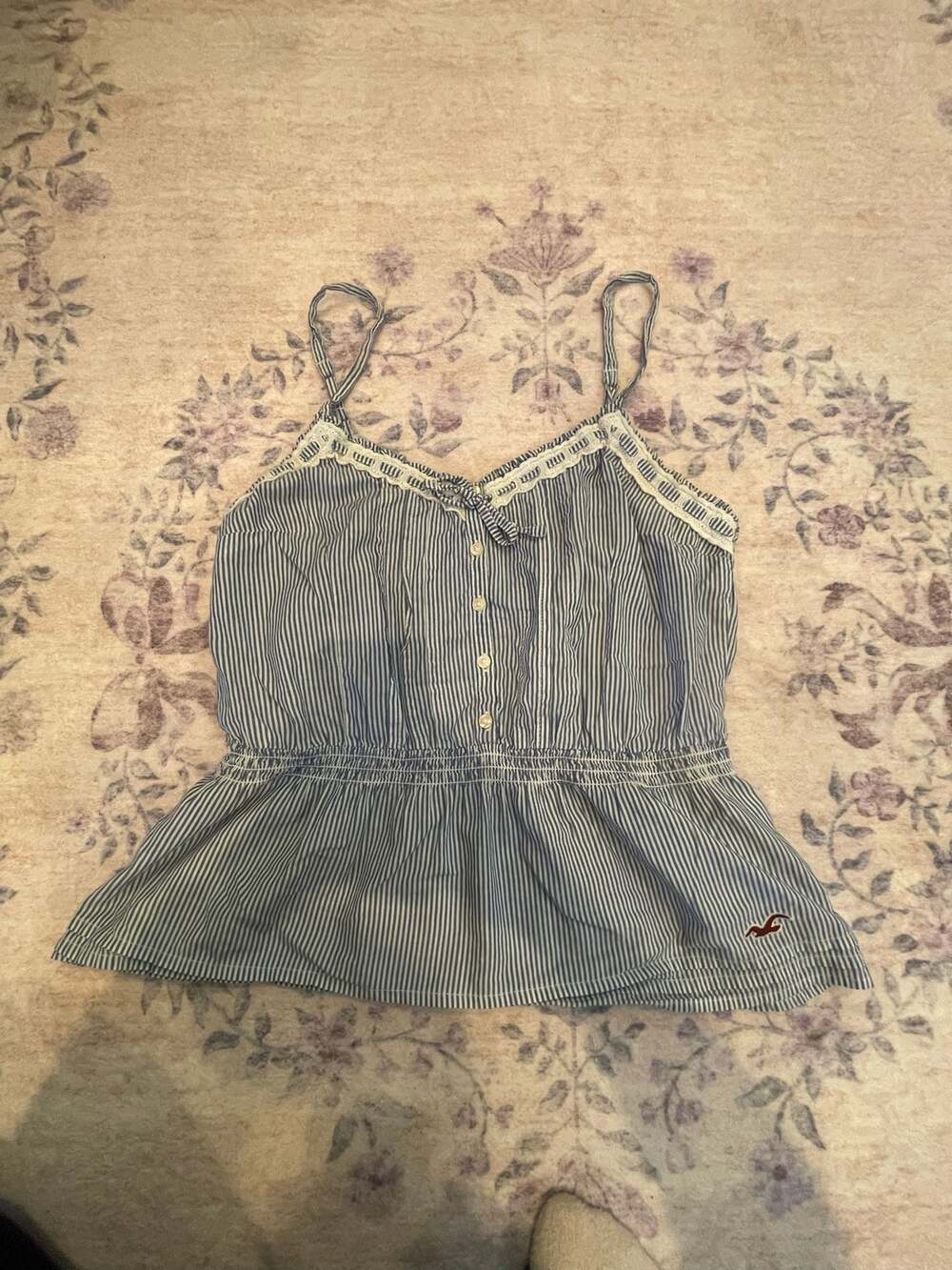 hollister blue and white stripe blouse